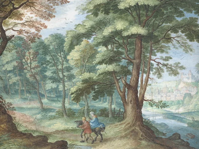 1580-Friedrich Brentel - Paesaggio con la fuga in Egitto, 1638